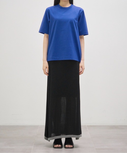 CINOH(チノ)の「【CINOH/チノ】別注 REFINA COMPACT TEE/リフィナコットンコンパクトTシャツ/シンプルTシャツ(Tシャツ/カットソー・レディース・グレー/ブルー/オフホワイト・36/38)」の6枚目の写真