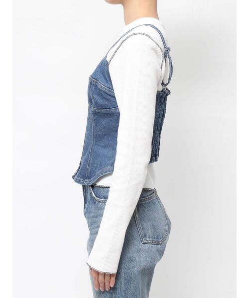 jouetie(ジュエティ)の「コルセットライクデニムビスチェ(キャミソール・レディース・ブルー/ブラック・MEDIUM)」の4枚目の写真