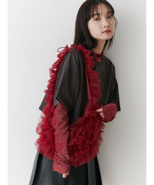 jouetie（ジュエティ）の「チュールショルダーバッグ（ショルダーバッグ・レディース・レッド/アイボリー/その他1・FREE）」の8枚目の写真