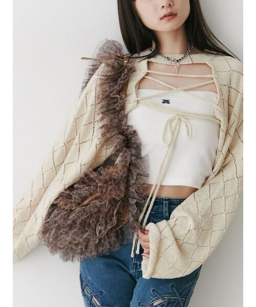 jouetie（ジュエティ）の「チュールショルダーバッグ（ショルダーバッグ・レディース・レッド/アイボリー/その他1・FREE）」の9枚目の写真