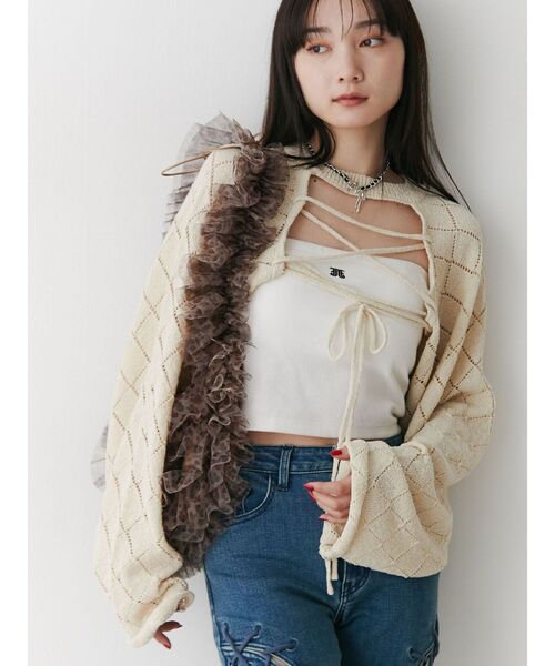 jouetie（ジュエティ）の「チュールショルダーバッグ（ショルダーバッグ・レディース・レッド/アイボリー/その他1・FREE）」の10枚目の写真