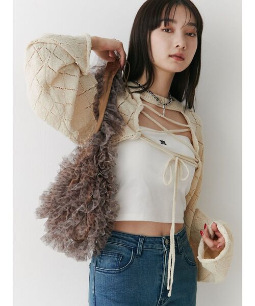 jouetie（ジュエティ）の「チュールショルダーバッグ（ショルダーバッグ・レディース・レッド/アイボリー/その他1・FREE）」の11枚目の写真