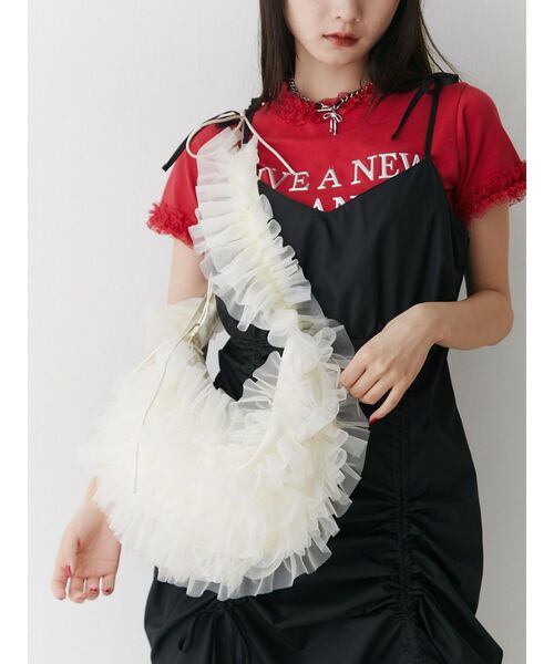 jouetie（ジュエティ）の「チュールショルダーバッグ（ショルダーバッグ・レディース・レッド/アイボリー/その他1・FREE）」の16枚目の写真