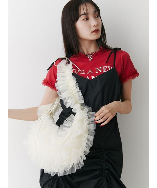 jouetie（ジュエティ）の「チュールショルダーバッグ（ショルダーバッグ・レディース・レッド/アイボリー/その他1・FREE）」の18枚目の写真