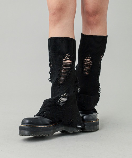 X-girl(エックスガール)の「DISTRESSED LEG WARMER(レッグウォーマー・レディース・ブラック/ホワイト・ONE SIZE)」の3枚目の写真