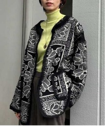 Ameri | RUG PATTERN KNIT JACKET(ノーカラージャケット)