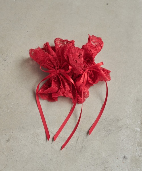 GOLDY（ゴールディ）の「レース リボン ハング シュシュ（シュシュ・レディース・ブラック/ピンク/レッド/ホワイト・FREE）」の4枚目の写真