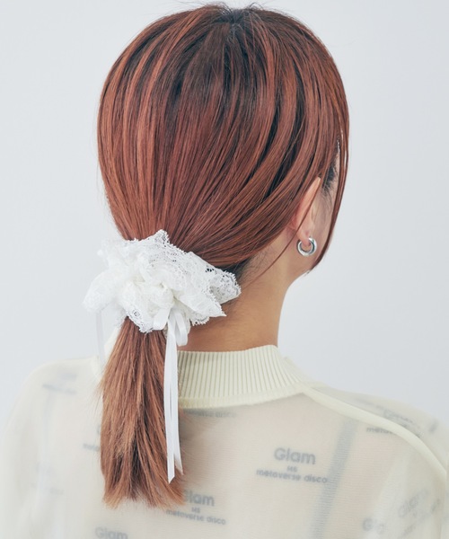 GOLDY（ゴールディ）の「レース リボン ハング シュシュ（シュシュ・レディース・ブラック/ピンク/レッド/ホワイト・FREE）」の8枚目の写真