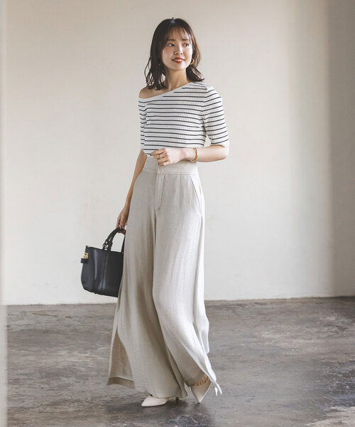 Noble（ノーブル）の「《追加》ファジーリネンサスペンダー2wayパンツ 2（スラックス・レディース・ライトグレー/ブラック・36/38/40/34）」の8枚目の写真