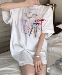 LAFFMO | リボン付きフォトプリントTシャツ(Tシャツ/カットソー)