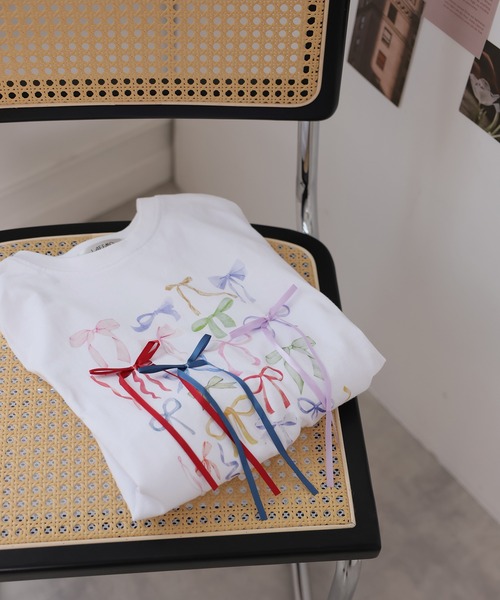LAFFMO（ラフモ）の「リボン付きフォトプリントTシャツ（Tシャツ/カットソー・レディース・ホワイト・F）」の21枚目の写真