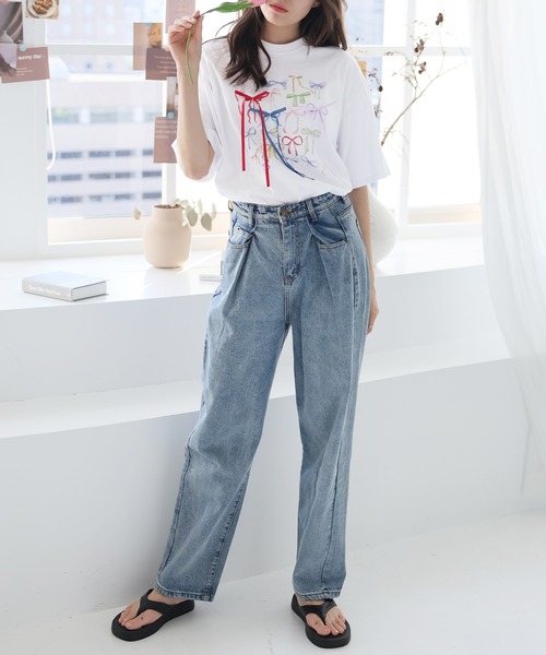 LAFFMO（ラフモ）の「リボン付きフォトプリントTシャツ（Tシャツ/カットソー・レディース・ホワイト・F）」の11枚目の写真