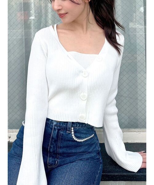 RESEXXY（リゼクシー）の「フレアスリーブレイヤードニット（ニット/セーター・レディース・ホワイト/ピンク/ブラック・FREE）」の2枚目の写真