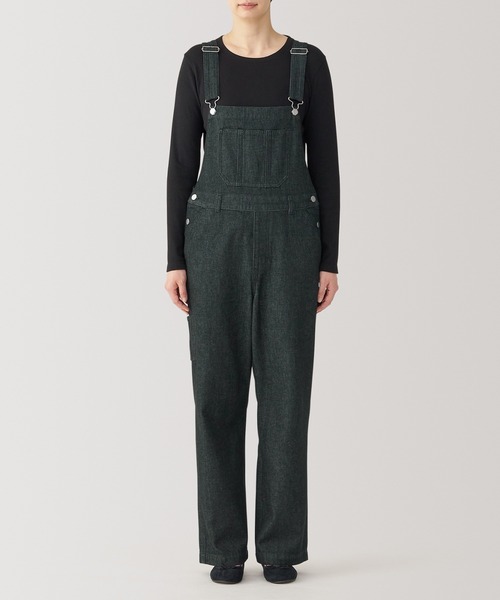 無印良品(ムジルシリョウヒン)の「婦人 木の実から作ったカポック混 デニムオーバーオール 黒(サロペット/オーバーオール・レディース・ブラック・XL/L/M/S)」の2枚目の写真