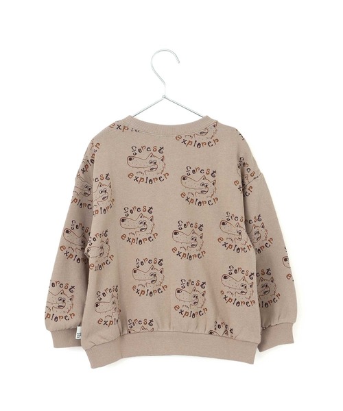 MAKE YOUR DAY(メイクユアデイ)の「探検家オオカミの総柄裏毛トレーナー■80~140cm(スウェット・キッズ・ベージュ/アイボリー・80/120/110/100/90/140/130)」の6枚目の写真