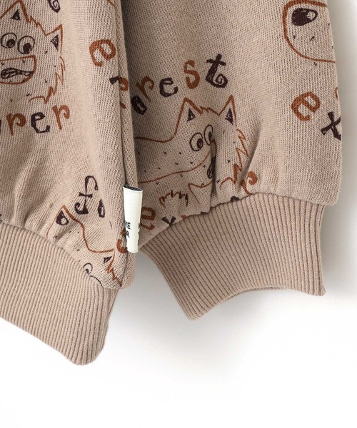 MAKE YOUR DAY(メイクユアデイ)の「探検家オオカミの総柄裏毛トレーナー■80~140cm(スウェット・キッズ・ベージュ/アイボリー・80/120/110/100/90/140/130)」の11枚目の写真