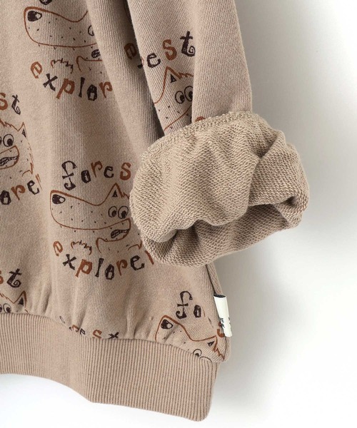 MAKE YOUR DAY(メイクユアデイ)の「探検家オオカミの総柄裏毛トレーナー■80~140cm(スウェット・キッズ・ベージュ/アイボリー・80/120/110/100/90/140/130)」の13枚目の写真