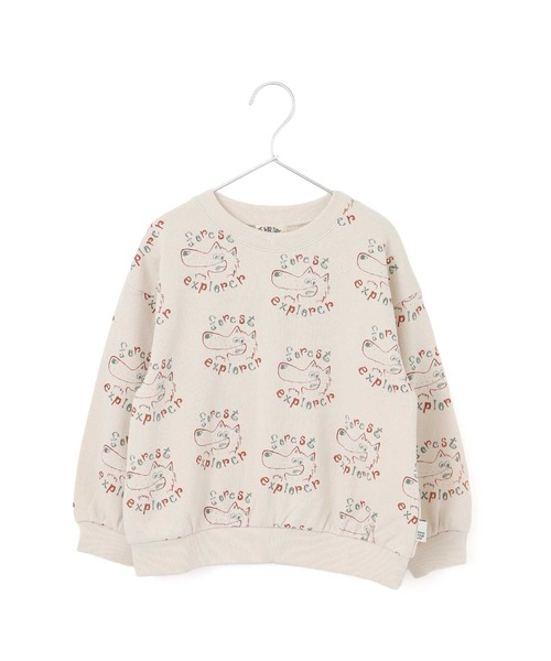 MAKE YOUR DAY(メイクユアデイ)の「探検家オオカミの総柄裏毛トレーナー■80~140cm(スウェット・キッズ・ベージュ/アイボリー・80/120/110/100/90/140/130)」の7枚目の写真