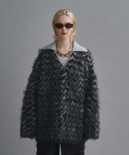 seyto(セイト)の「Herringbone shaggy knit cardigan / ヘリンボーンシャギーニットカーディガン(ニット/セーター・メンズ・ベージュ/ブルー/ブラック・3/2/1)」の6枚目の写真