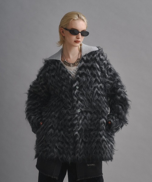 seyto(セイト)の「Herringbone shaggy knit cardigan / ヘリンボーンシャギーニットカーディガン(ニット/セーター・メンズ・ベージュ/ブルー/ブラック・3/2/1)」の7枚目の写真