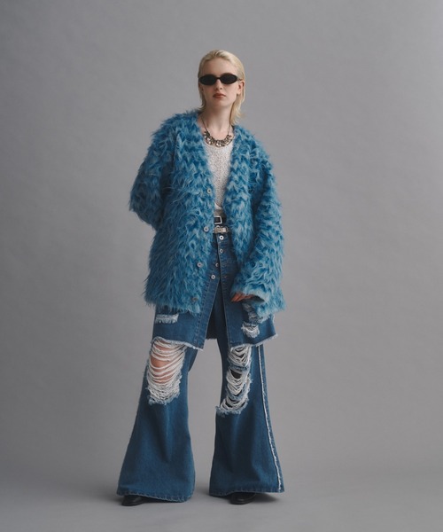 seyto ヘリンボーンシャギーニットカーディガン seyto（セイト）の「Herringbone shaggy knit cardigan