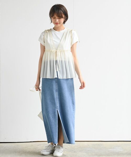 rps（アールピーエス）の「光沢シアーリボンベスト（ベスト・レディース・ブラック/アイボリー/チャコールグレー・フリー）」の4枚目の写真