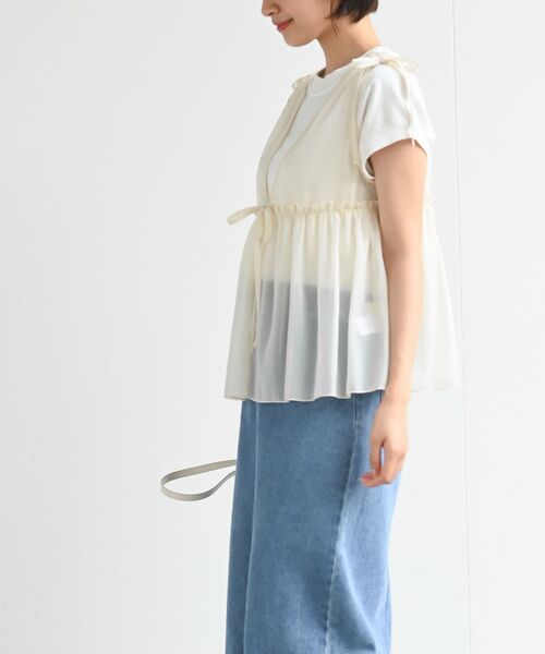 rps（アールピーエス）の「光沢シアーリボンベスト（ベスト・レディース・ブラック/アイボリー/チャコールグレー・フリー）」の5枚目の写真