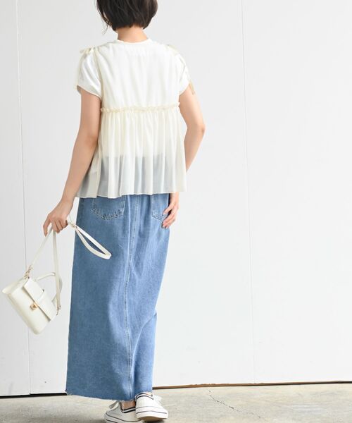 rps（アールピーエス）の「光沢シアーリボンベスト（ベスト・レディース・ブラック/アイボリー/チャコールグレー・フリー）」の6枚目の写真