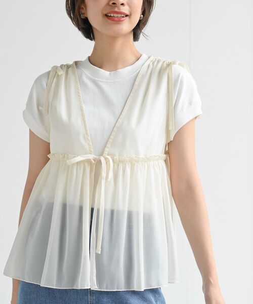 rps（アールピーエス）の「光沢シアーリボンベスト（ベスト・レディース・ブラック/アイボリー/チャコールグレー・フリー）」の8枚目の写真