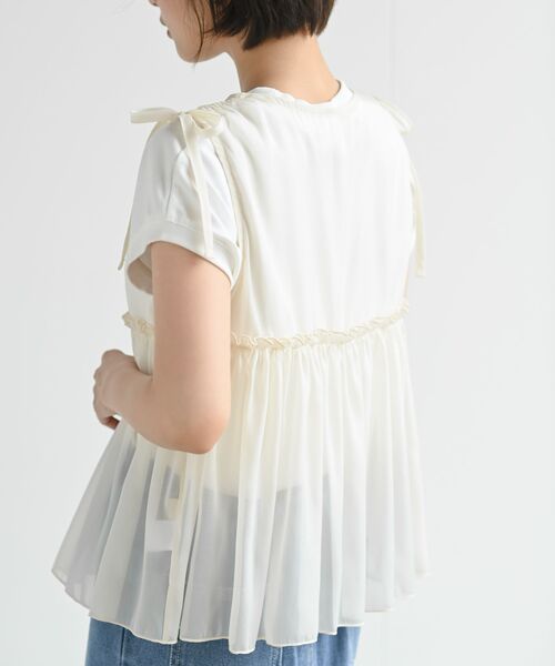 rps（アールピーエス）の「光沢シアーリボンベスト（ベスト・レディース・ブラック/アイボリー/チャコールグレー・フリー）」の10枚目の写真