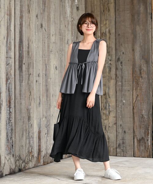 rps（アールピーエス）の「光沢シアーリボンベスト（ベスト・レディース・ブラック/アイボリー/チャコールグレー・フリー）」の12枚目の写真