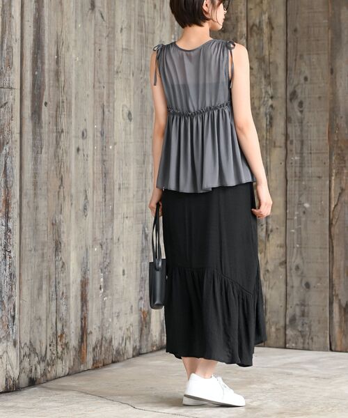 rps（アールピーエス）の「光沢シアーリボンベスト（ベスト・レディース・ブラック/アイボリー/チャコールグレー・フリー）」の14枚目の写真