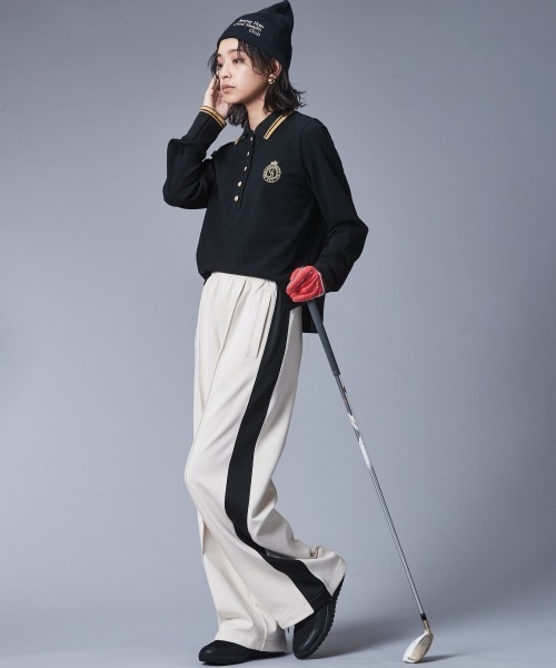 CHIC STYLE(シックスタイル)の「サイドライントラックパンツ <大きいサイズ有>シックスタイルゴルフ (その他パンツ・レディース・ブラック/アイボリー・5L/4L/3L/LL/L/M)」の11枚目の写真