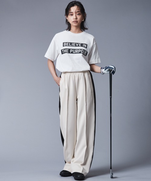 CHIC STYLE(シックスタイル)の「サイドライントラックパンツ <大きいサイズ有>シックスタイルゴルフ (その他パンツ・レディース・ブラック/アイボリー・5L/4L/3L/LL/L/M)」の14枚目の写真