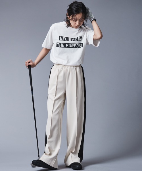 CHIC STYLE(シックスタイル)の「サイドライントラックパンツ <大きいサイズ有>シックスタイルゴルフ (その他パンツ・レディース・ブラック/アイボリー・5L/4L/3L/LL/L/M)」の17枚目の写真