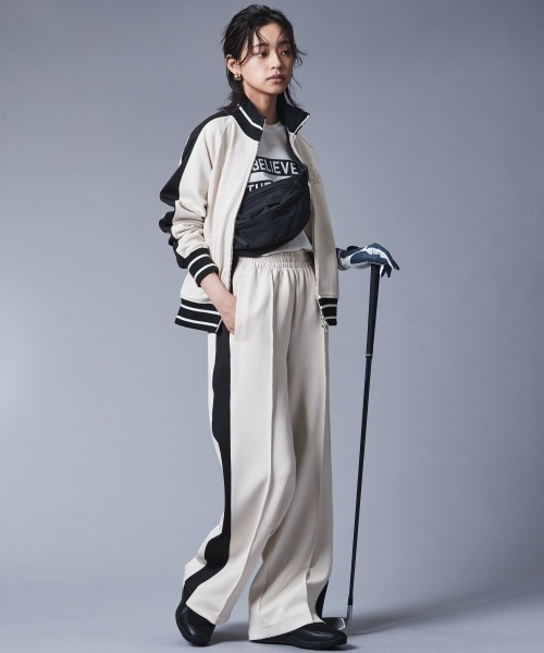 CHIC STYLE(シックスタイル)の「サイドライントラックパンツ <大きいサイズ有>シックスタイルゴルフ (その他パンツ・レディース・ブラック/アイボリー・5L/4L/3L/LL/L/M)」の21枚目の写真