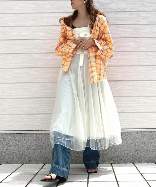 Q(キュー)の「カラフルチェックシャツ(シャツ/ブラウス・レディース・イエロー系その他/オレンジ系その他・MEDIUM)」の9枚目の写真
