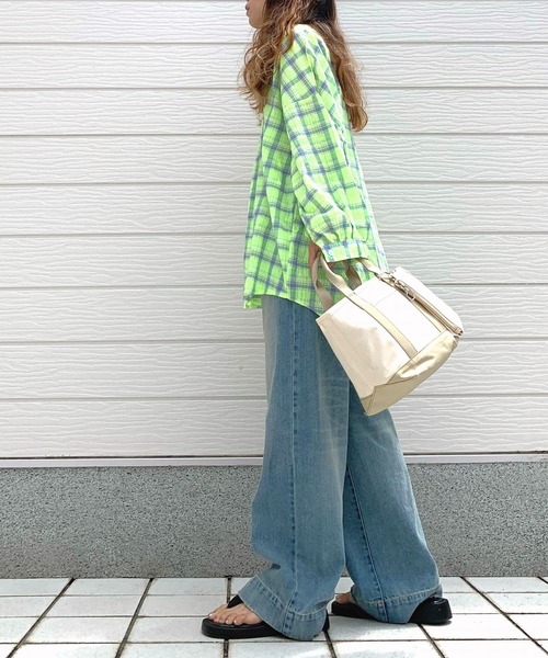 Q(キュー)の「カラフルチェックシャツ(シャツ/ブラウス・レディース・イエロー系その他/オレンジ系その他・MEDIUM)」の11枚目の写真