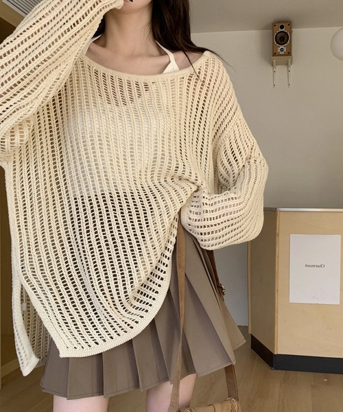 MORABITO ゴールド ニットセーター 透かし編み moment+ ニット セーター 「累計販売枚数4万枚突破！」ゆる