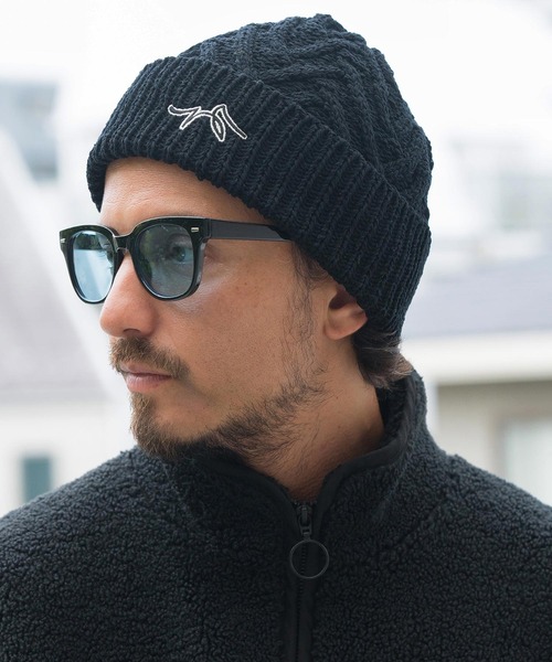 CALL&RESPONSE（コールアンドレスポンス）の「mko12156-ヘリンボーン-ニットキャップ-サイセンタク（ニットキャップ/ビーニー・メンズ・ブラック/ベージュ・FREE）」の2枚目の写真