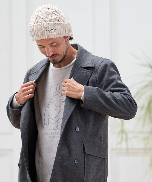 CALL&RESPONSE（コールアンドレスポンス）の「mko12156-ヘリンボーン-ニットキャップ-サイセンタク（ニットキャップ/ビーニー・メンズ・ブラック/ベージュ・FREE）」の5枚目の写真