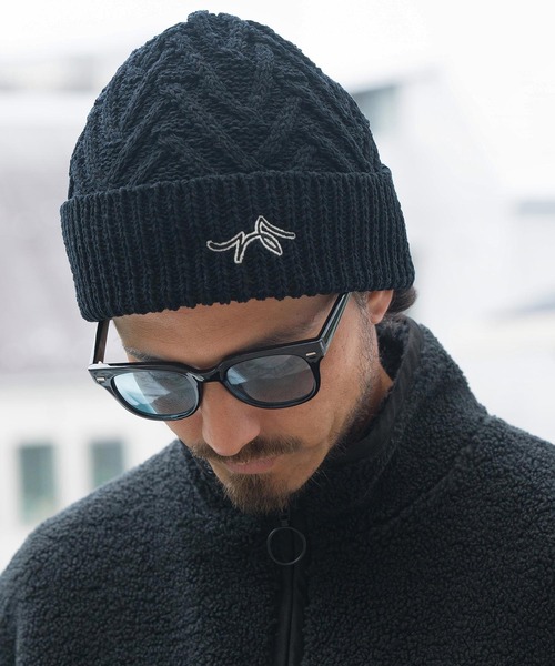 CALL&RESPONSE（コールアンドレスポンス）の「mko12156-ヘリンボーン-ニットキャップ-サイセンタク（ニットキャップ/ビーニー・メンズ・ブラック/ベージュ・FREE）」の8枚目の写真