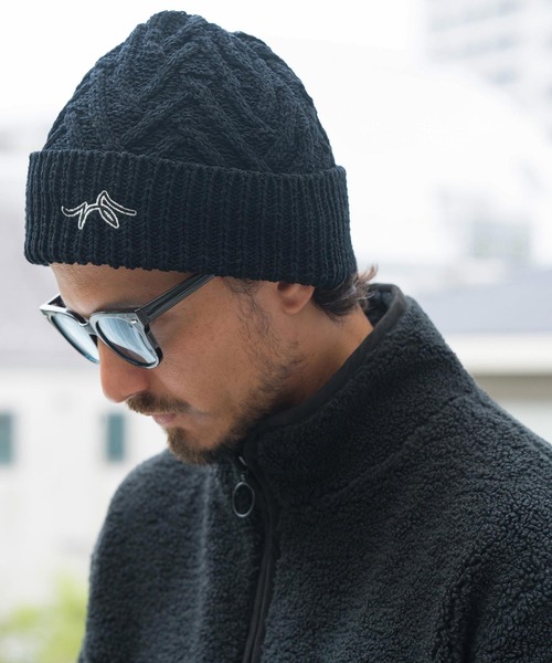 CALL&RESPONSE（コールアンドレスポンス）の「mko12156-ヘリンボーン-ニットキャップ-サイセンタク（ニットキャップ/ビーニー・メンズ・ブラック/ベージュ・FREE）」の9枚目の写真