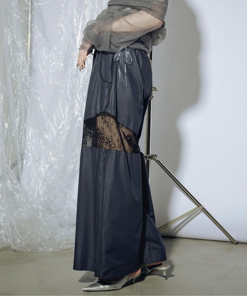 Ezick（エジック）の「Lady mood レース切替トラックパンツ（その他パンツ・レディース・チャコールグレー/ネイビー・FREE）」の14枚目の写真