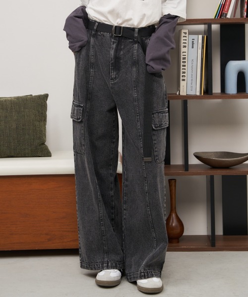 Auntie Rosa Holiday（アンティローザホリデー）の「カーゴワイドデニム（デニムパンツ・レディース・ブラック/ブルー・FREE）」の17枚目の写真