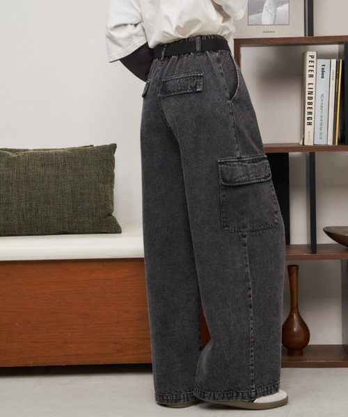 Auntie Rosa Holiday（アンティローザホリデー）の「カーゴワイドデニム（デニムパンツ・レディース・ブラック/ブルー・FREE）」の21枚目の写真