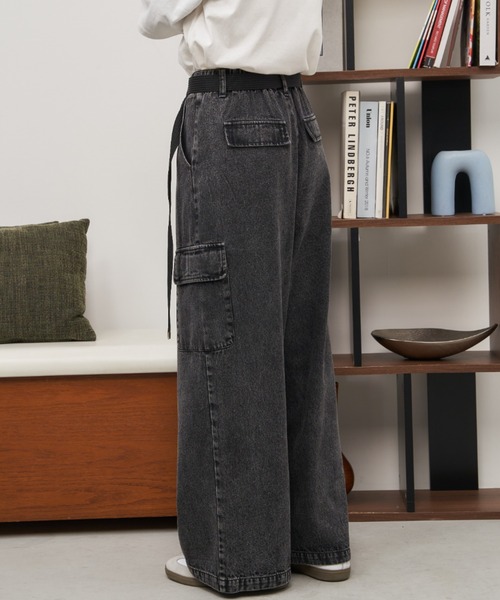 Auntie Rosa Holiday（アンティローザホリデー）の「カーゴワイドデニム（デニムパンツ・レディース・ブラック/ブルー・FREE）」の20枚目の写真