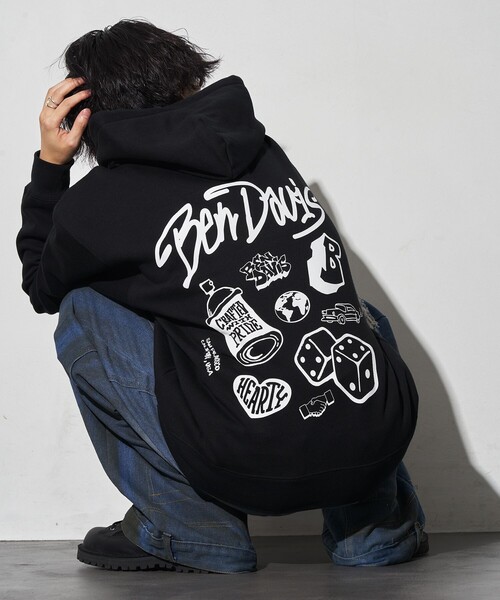 BEN DAVIS（ベンデイビス）の「BEN DAVIS/ベンデイビス 別注 SPRAY LOGO HOODIE(限定展開)（パーカー・メンズ・ブラック/ライトグレー/ネイビー・MEDIUM/LARGE/X-LARGE）」の21枚目の写真