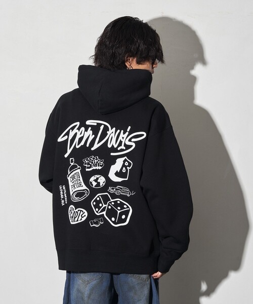BEN DAVIS（ベンデイビス）の「BEN DAVIS/ベンデイビス 別注 SPRAY LOGO HOODIE(限定展開)（パーカー・メンズ・ブラック/ライトグレー/ネイビー・MEDIUM/LARGE/X-LARGE）」の16枚目の写真