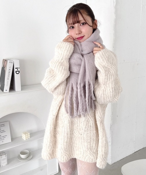 セール】ふわふわボリューム太フリンジマフラー（マフラー）｜Loueme